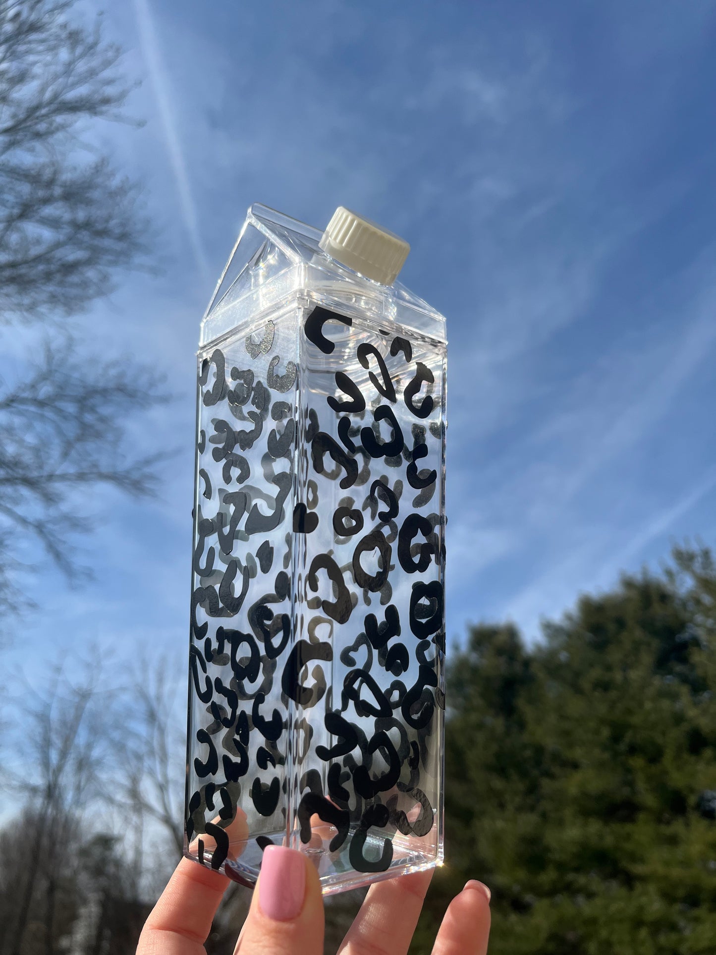 Leopard Print Milk Carton Water Bottle