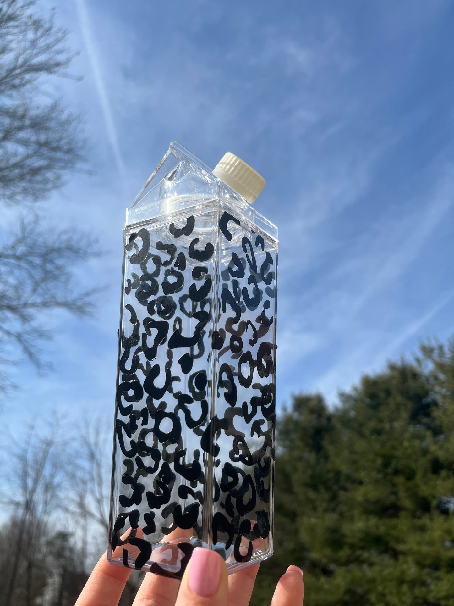 Leopard Print Milk Carton Water Bottle