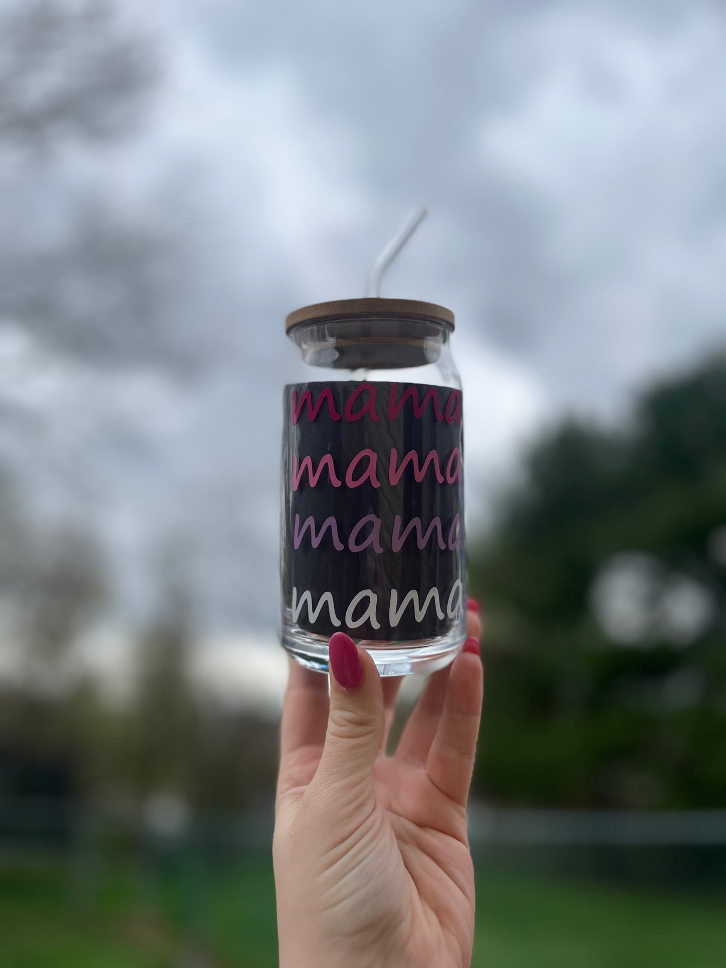 Mama / Dada soda can shaped glass