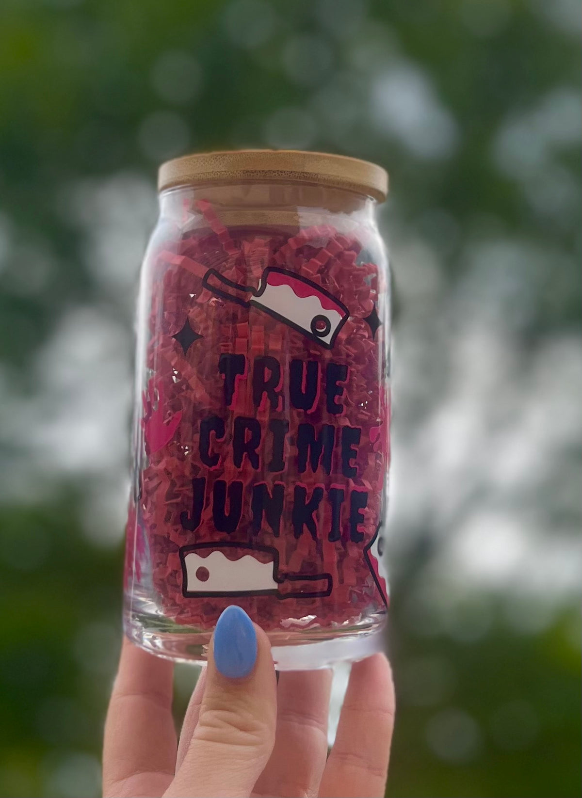 True Crime Junkie Soda Can Glass