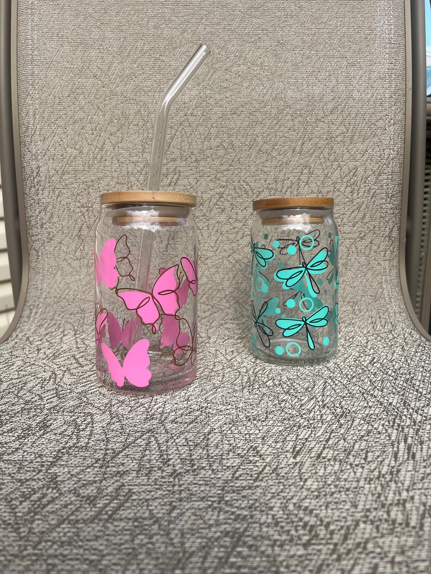 Butterfly or Dragonfly Soda Can Glass