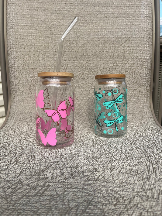 Butterfly or Dragonfly Soda Can Glass