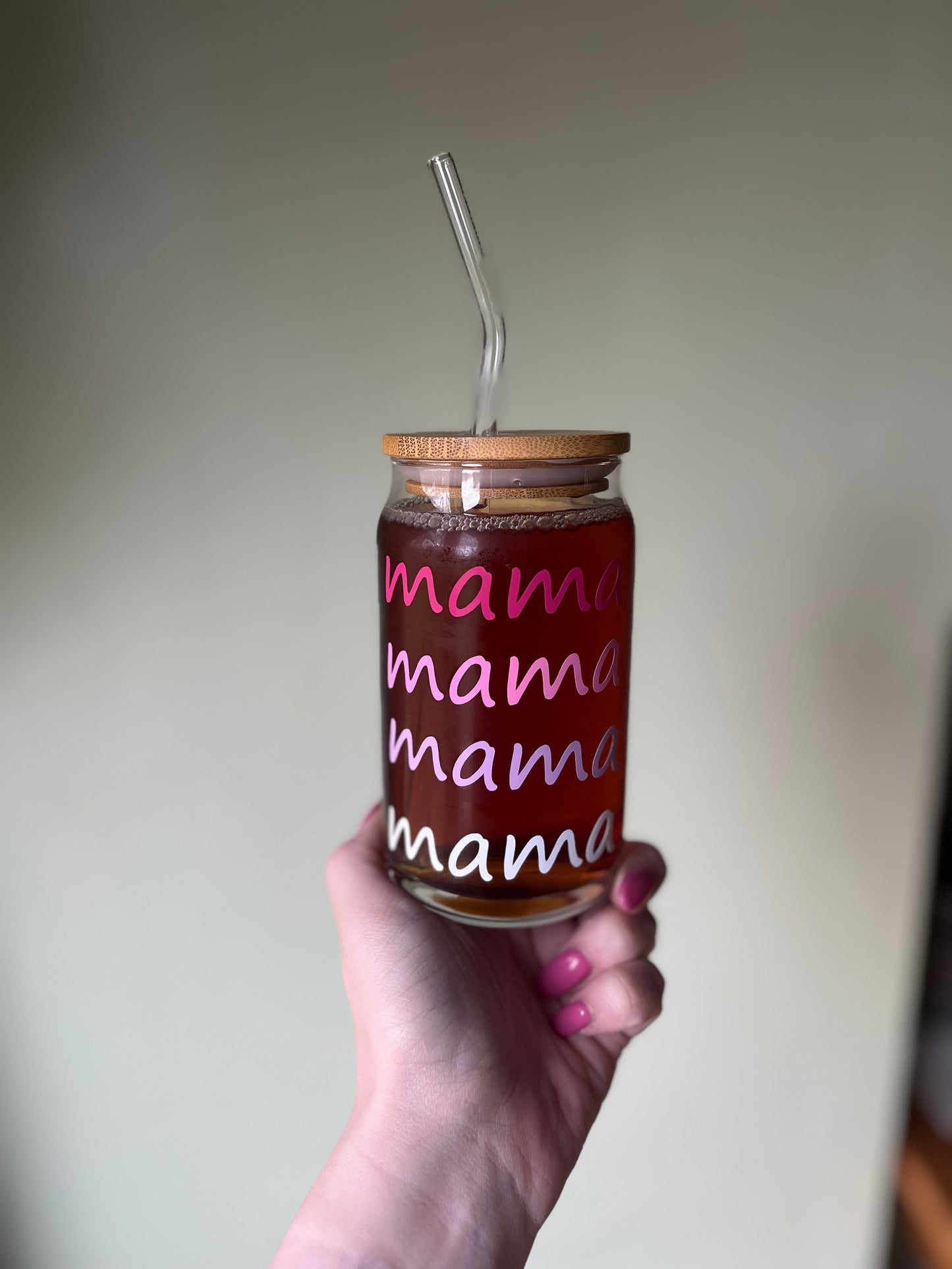 Mama / Dada soda can shaped glass