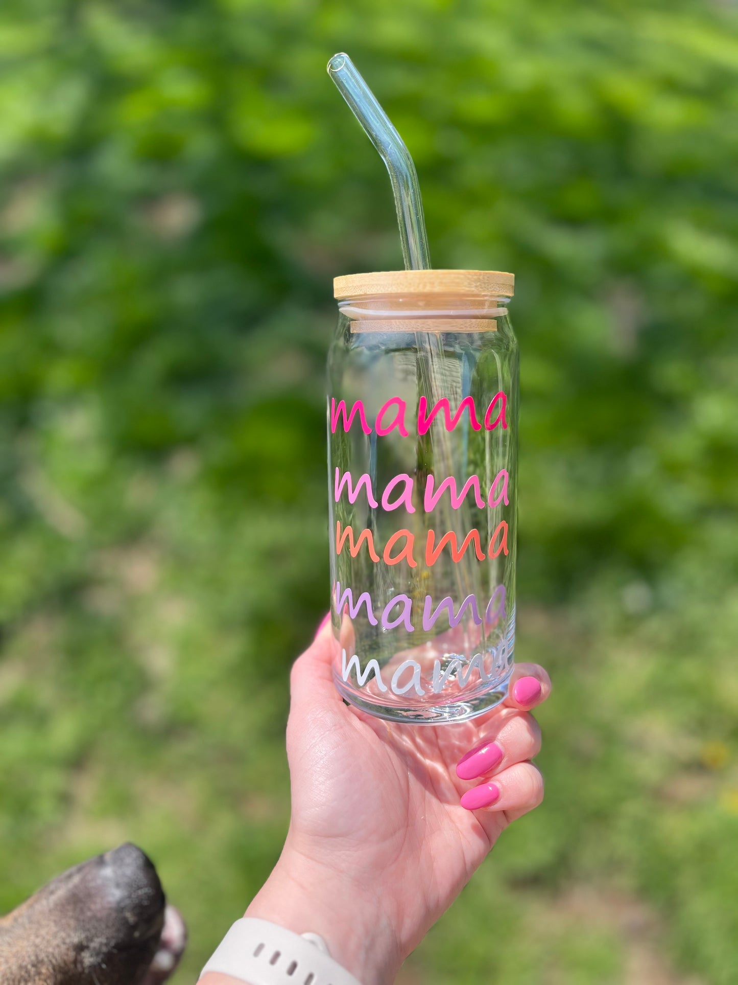 Mama / Dada soda can shaped glass