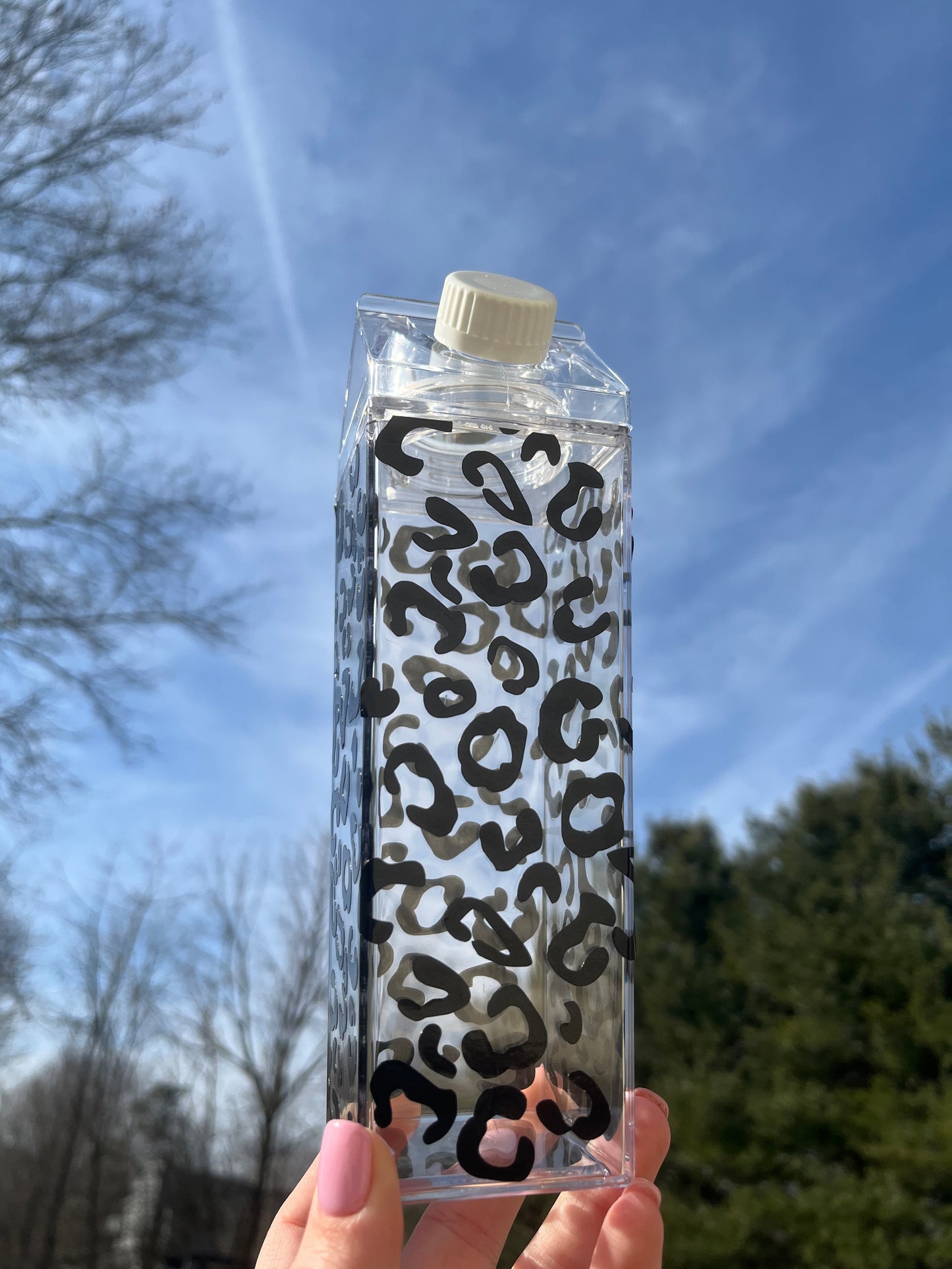 Leopard Print Milk Carton Water Bottle