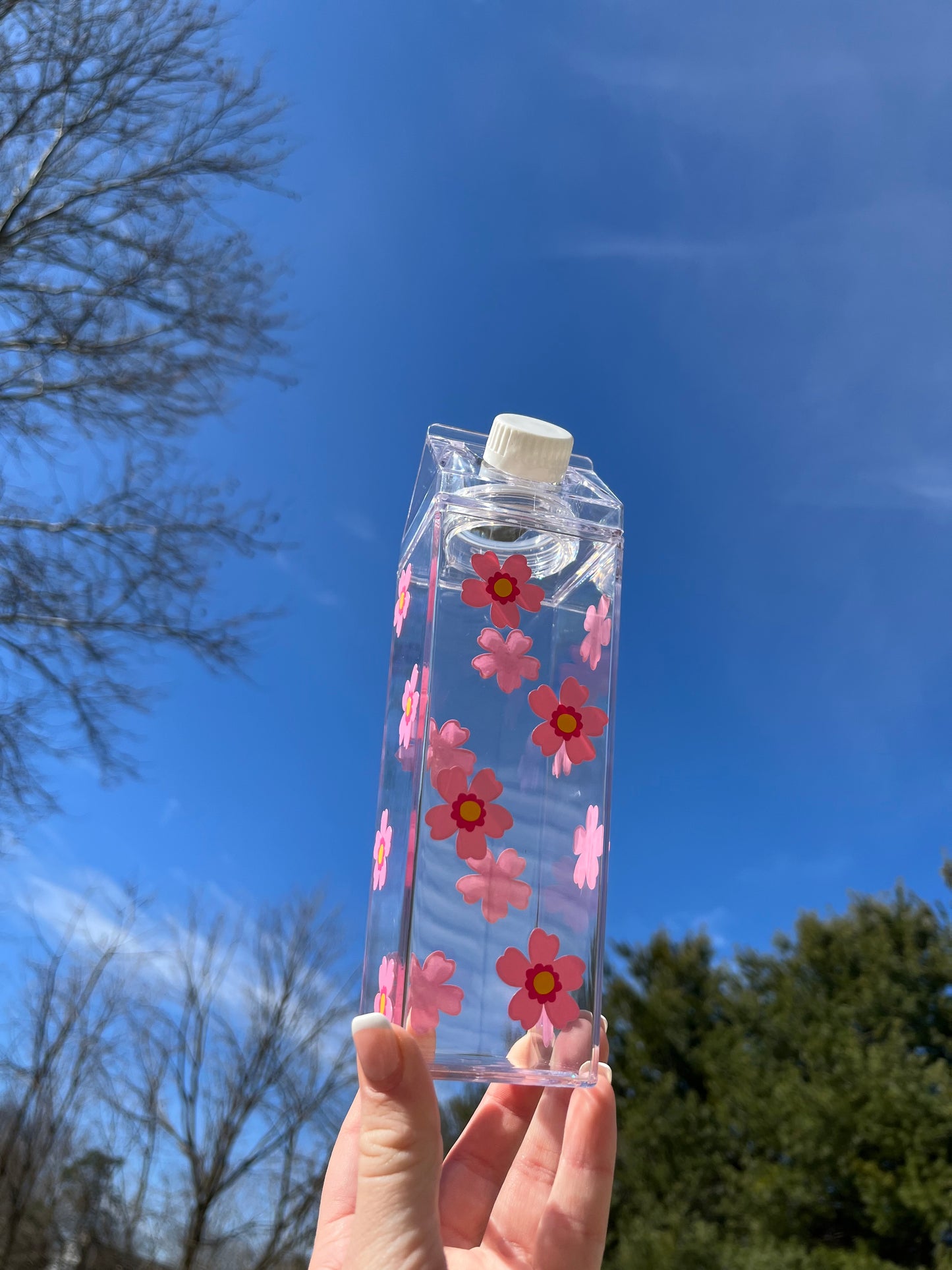 Spring Flower Milk Carton Water Bottle
