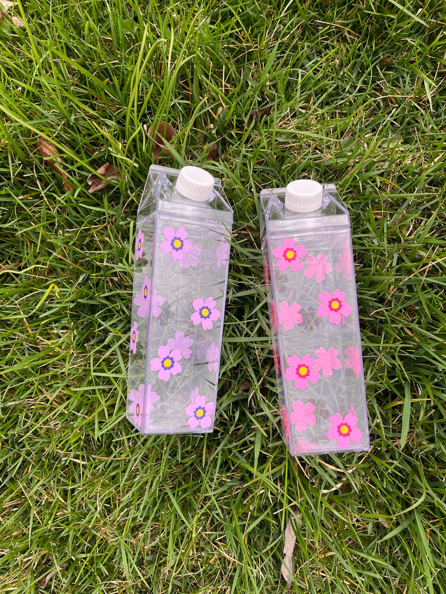 Spring Flower Milk Carton Water Bottle