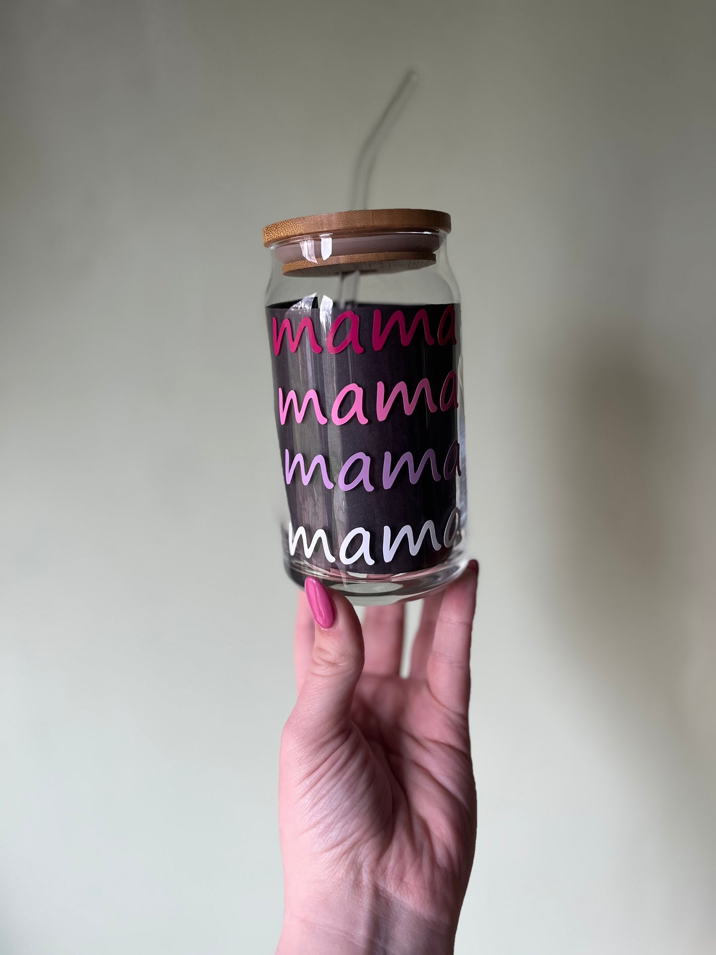 Mama / Dada soda can shaped glass