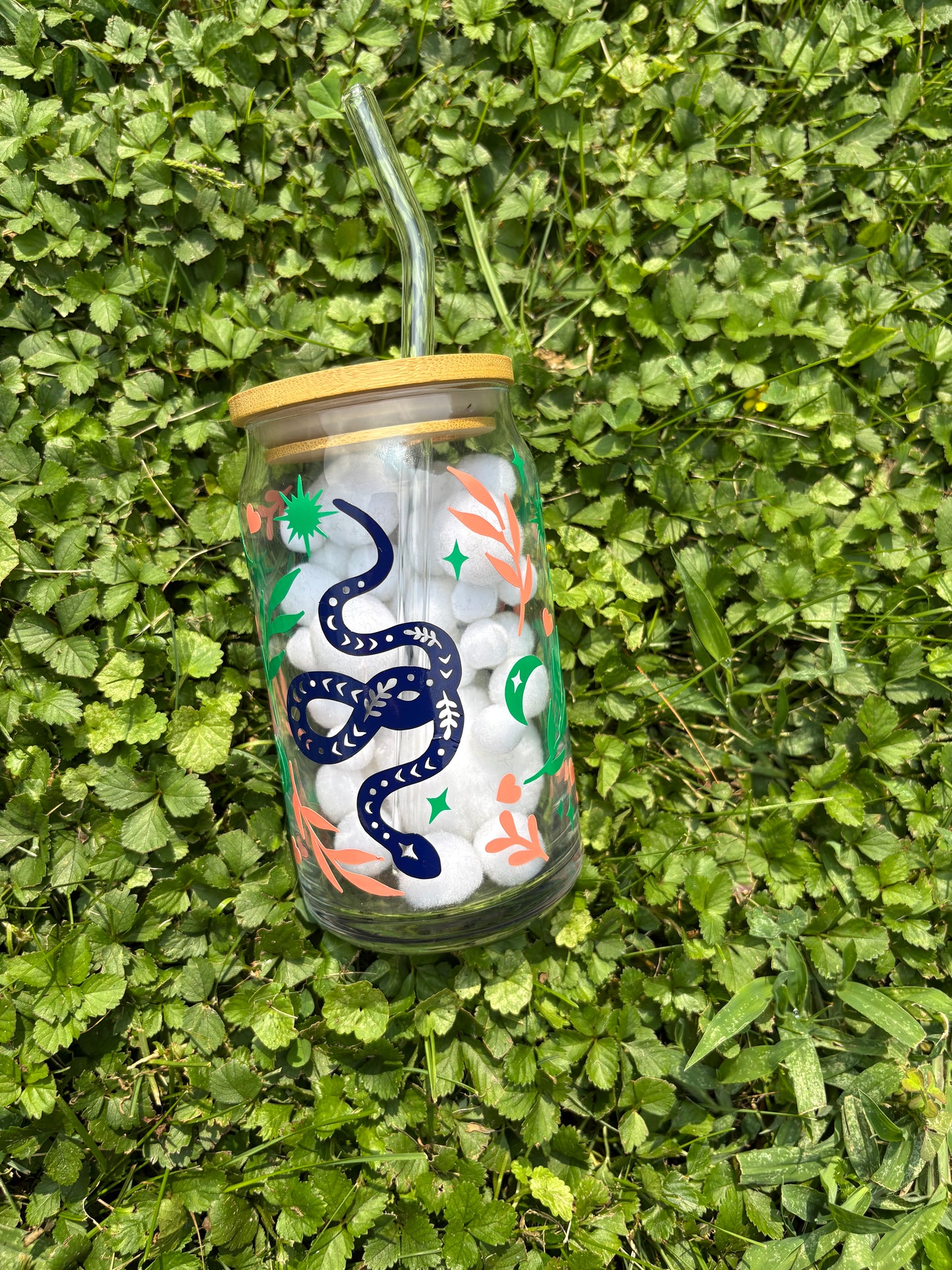 Boho Snake Soda Can Glass