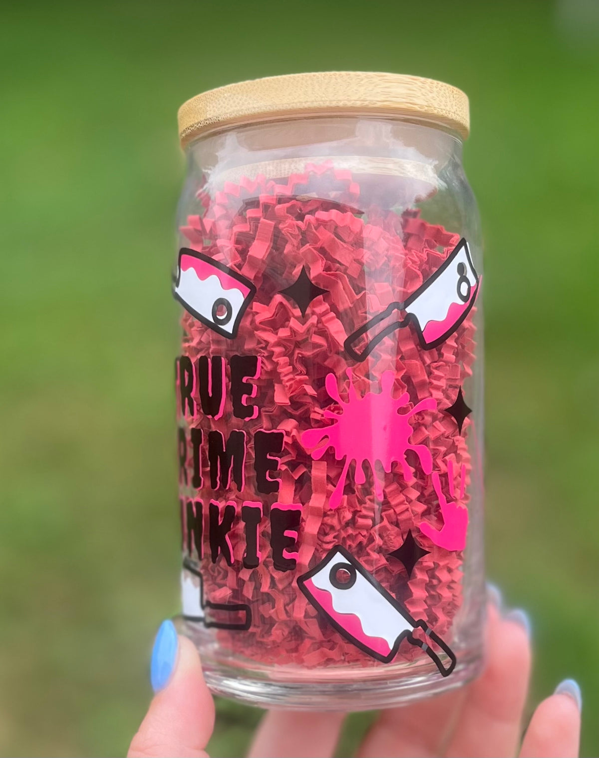 True Crime Junkie Soda Can Glass