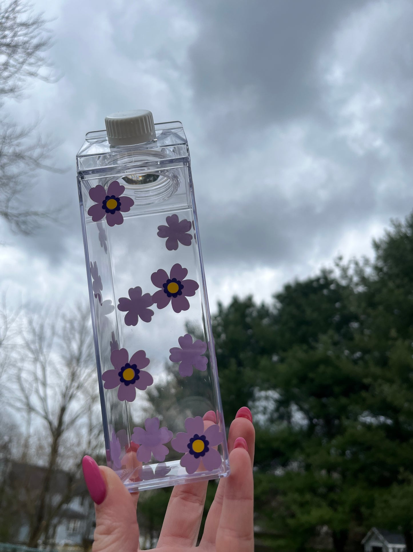 Spring Flower Milk Carton Water Bottle