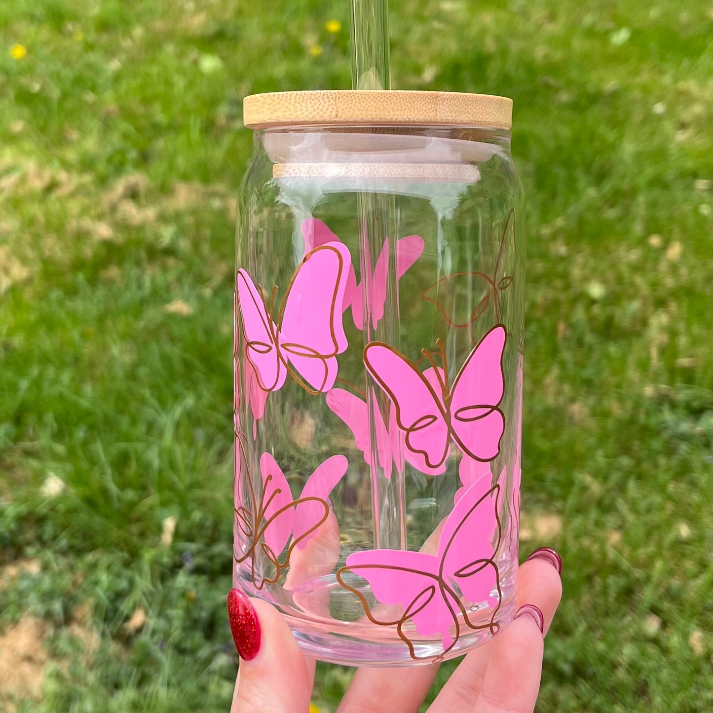 Butterfly or Dragonfly Soda Can Glass
