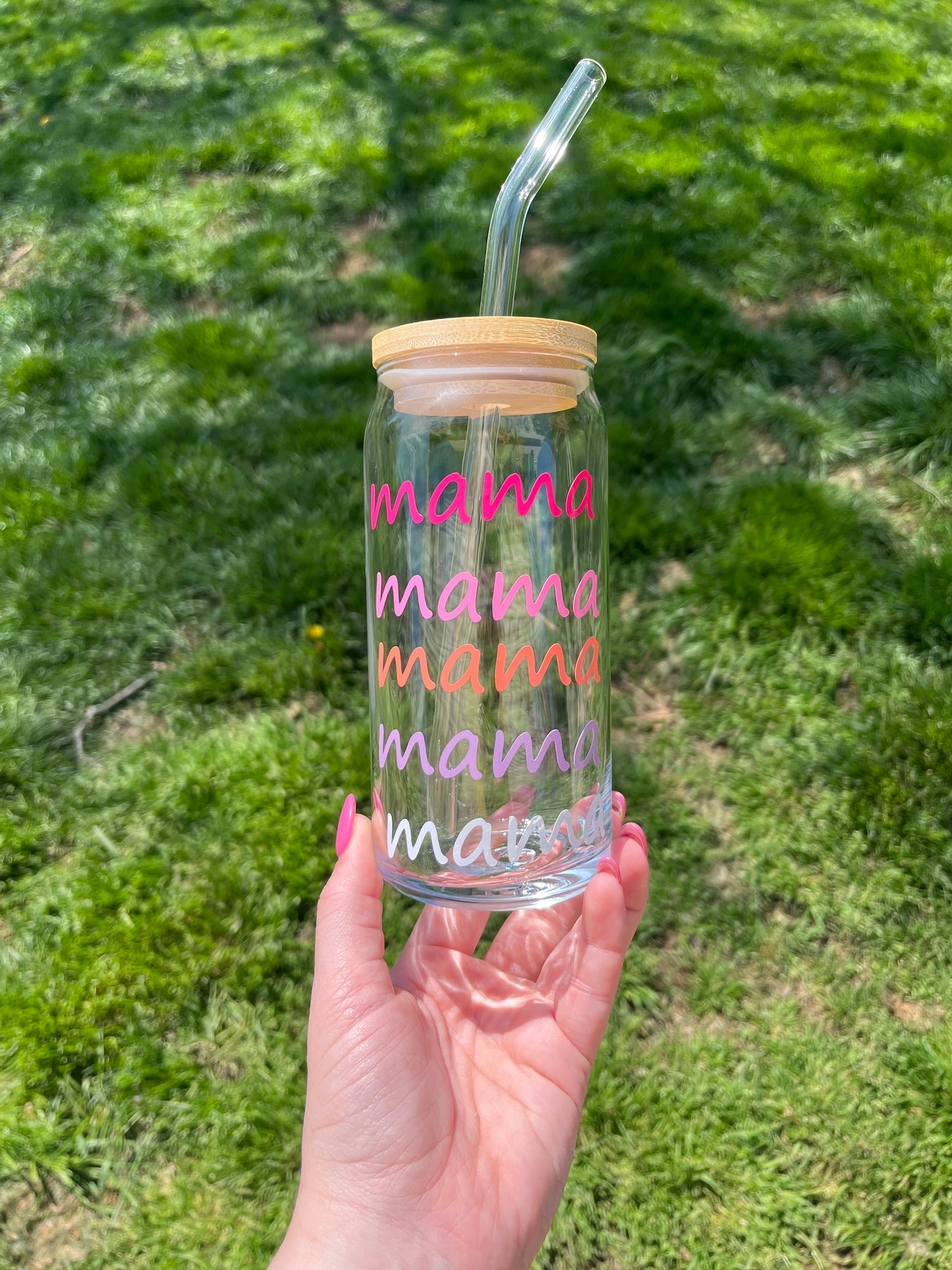 Mama / Dada soda can shaped glass