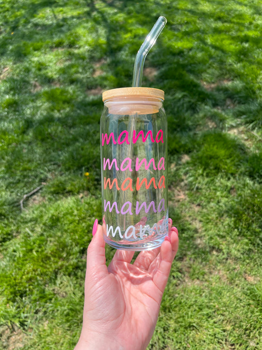 Mama / Dada soda can shaped glass