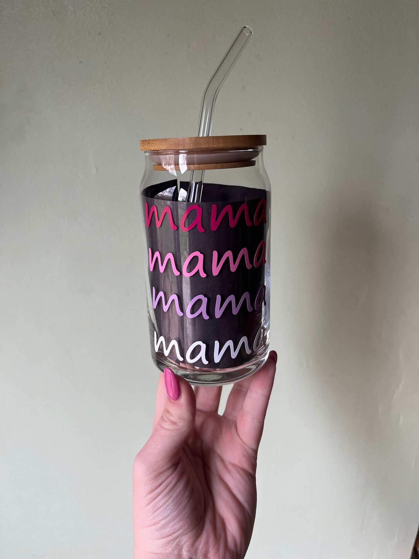 Mama / Dada soda can shaped glass