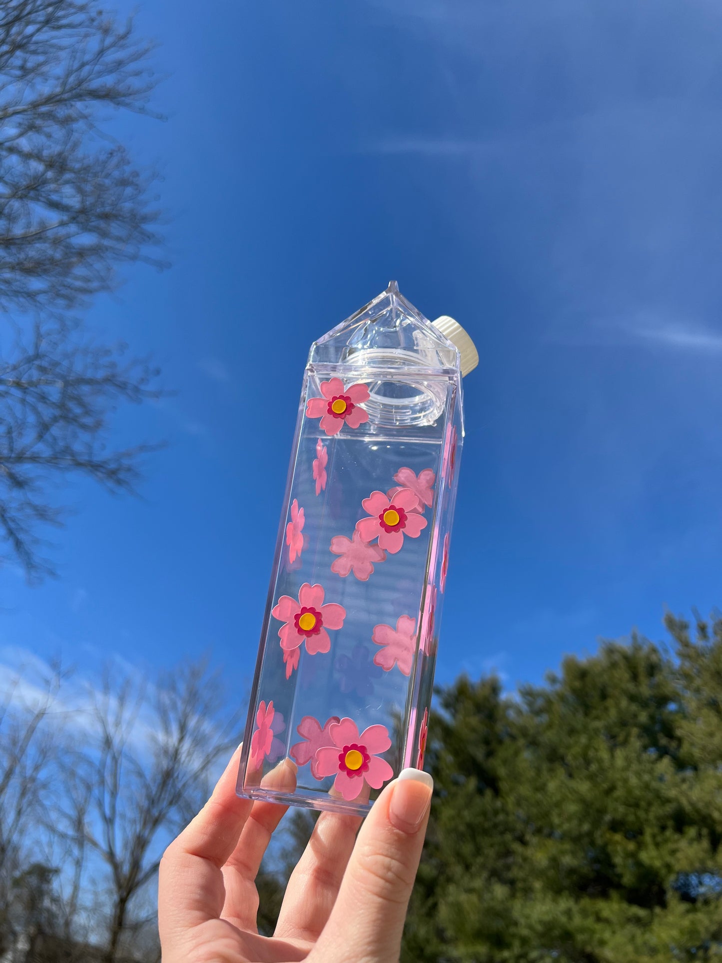 Spring Flower Milk Carton Water Bottle