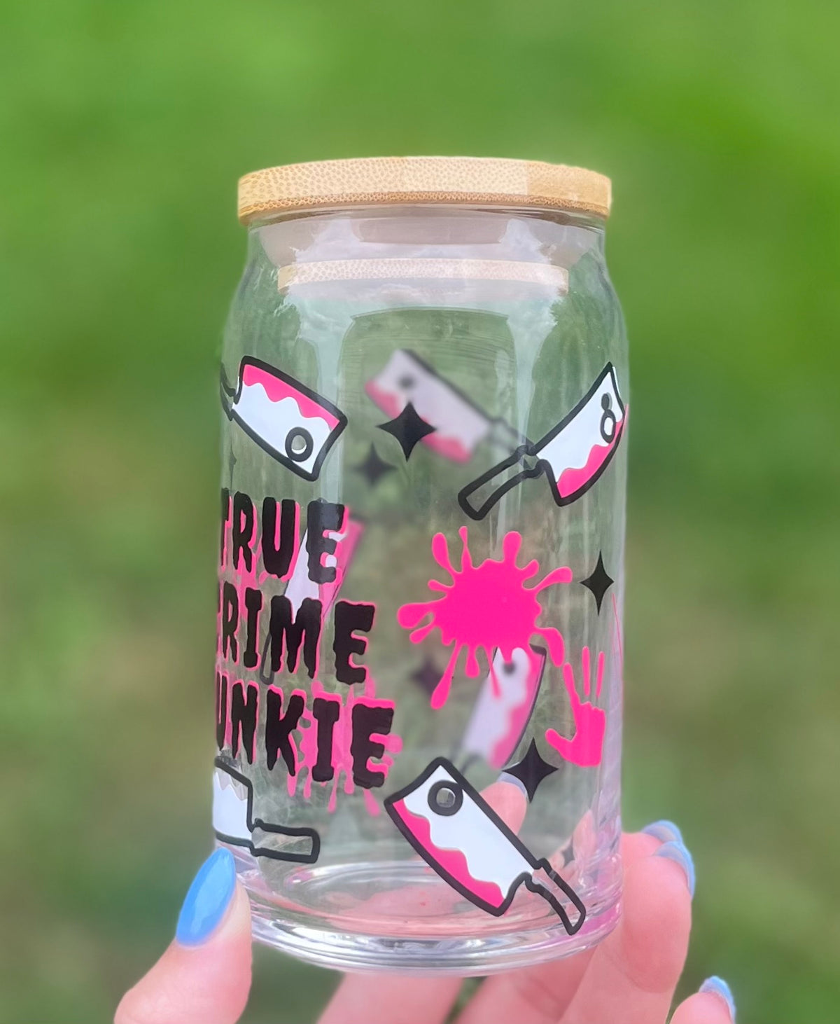 True Crime Junkie Soda Can Glass