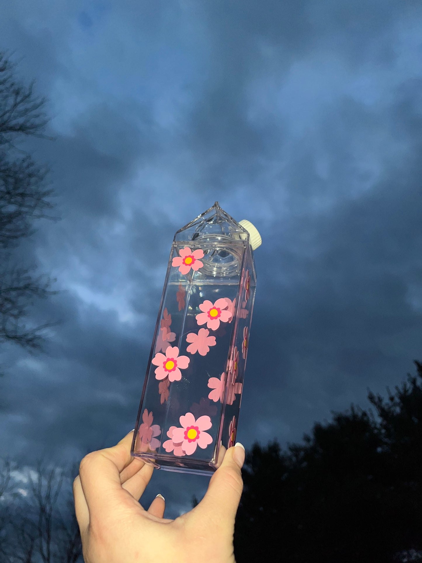 Spring Flower Milk Carton Water Bottle