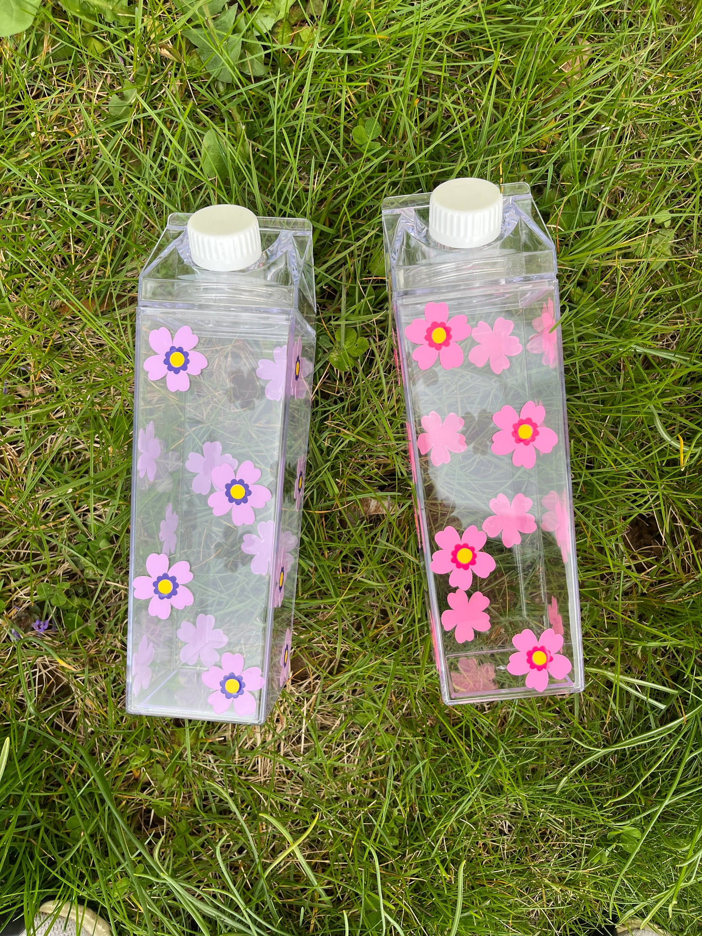 Spring Flower Milk Carton Water Bottle