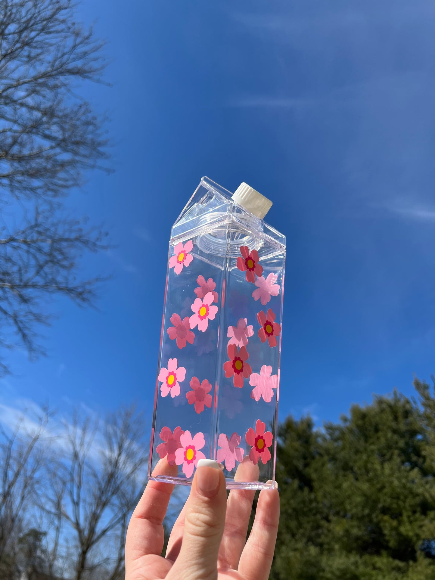 Spring Flower Milk Carton Water Bottle