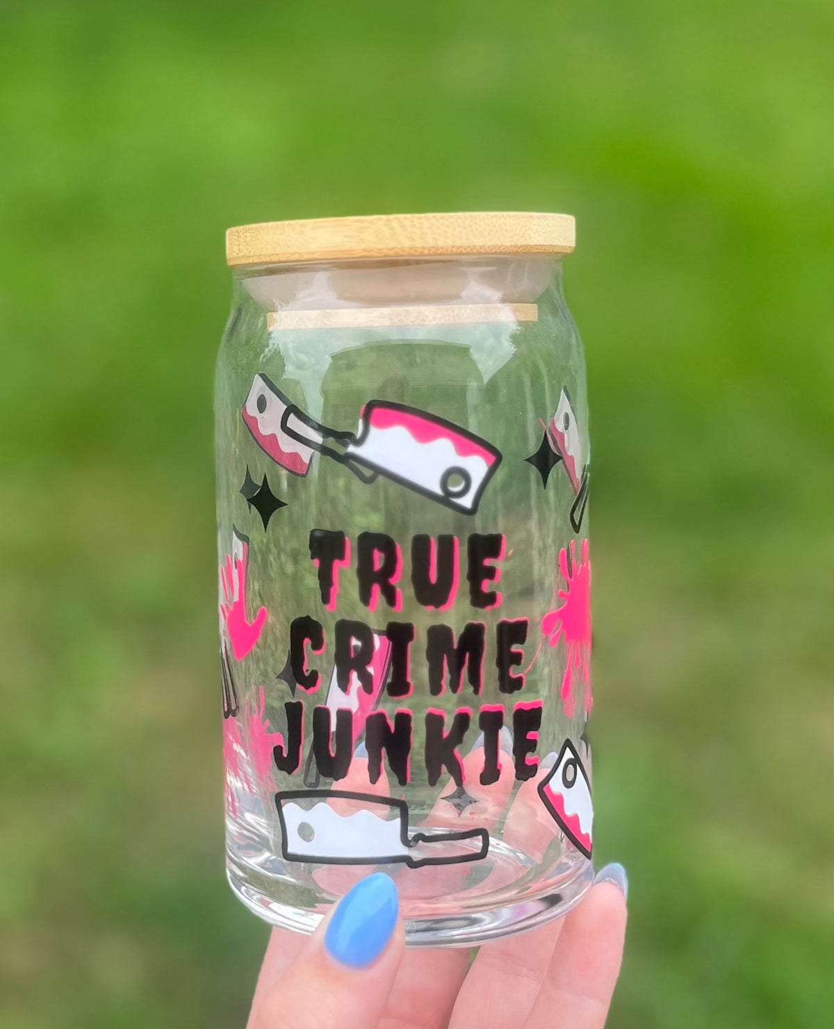 True Crime Junkie Soda Can Glass