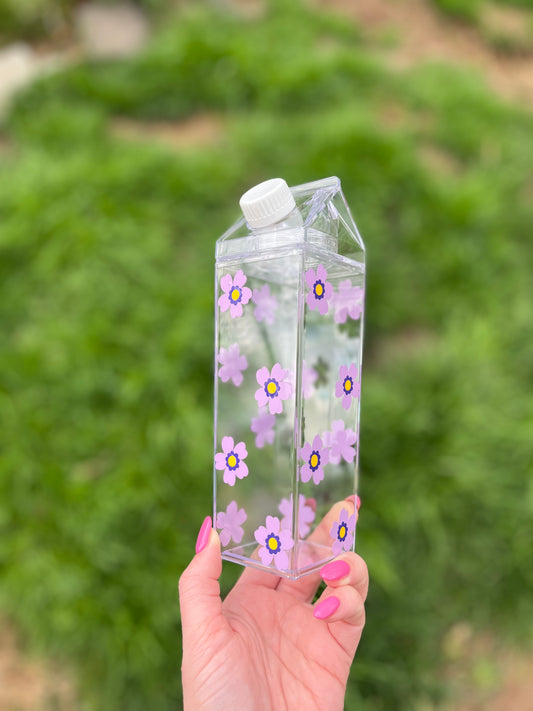 Spring Flower Milk Carton Water Bottle
