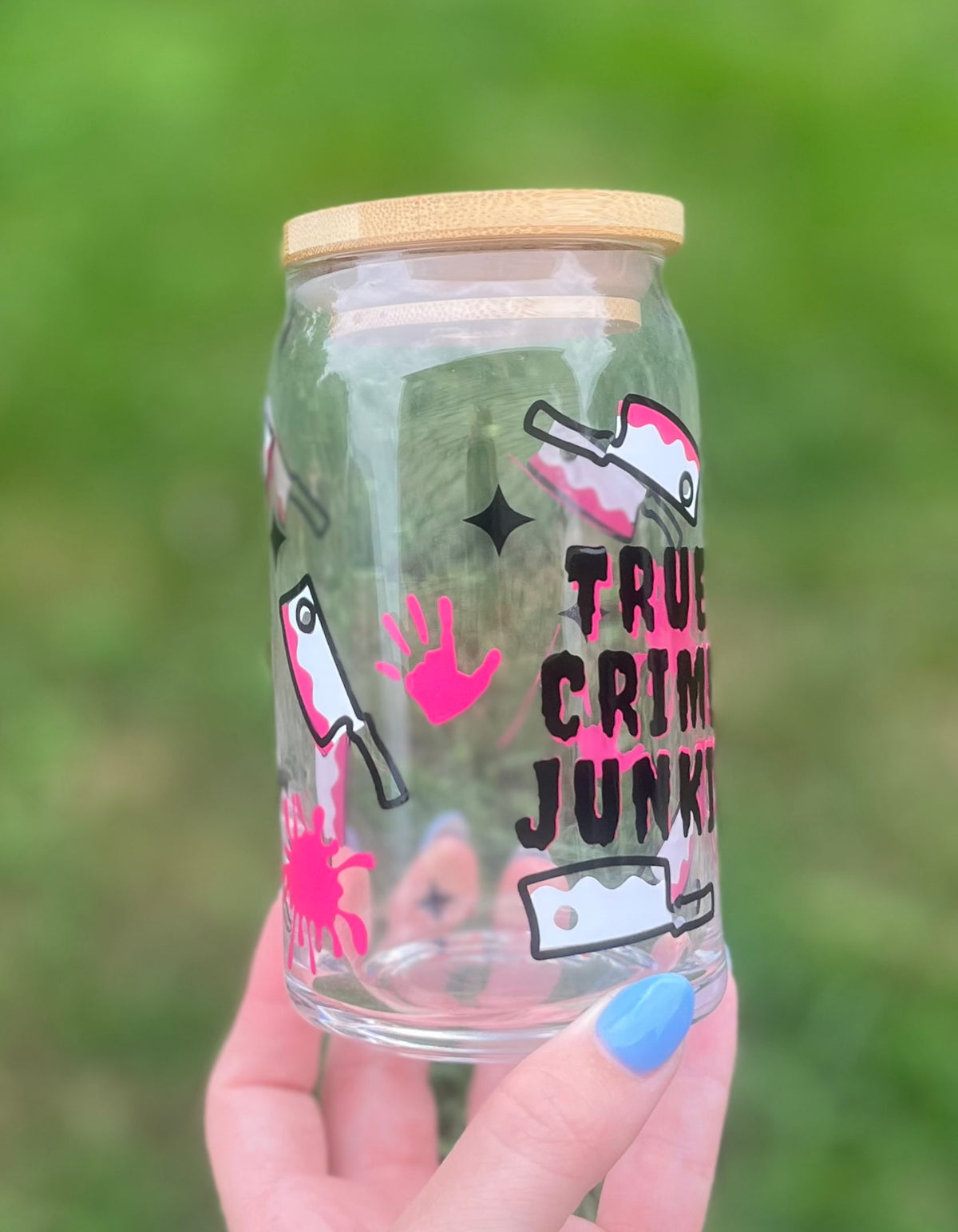 True Crime Junkie Soda Can Glass