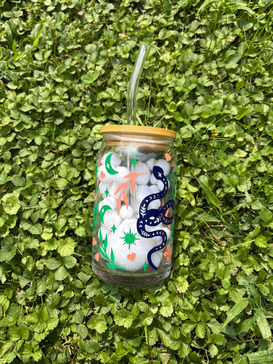 Boho Snake Soda Can Glass