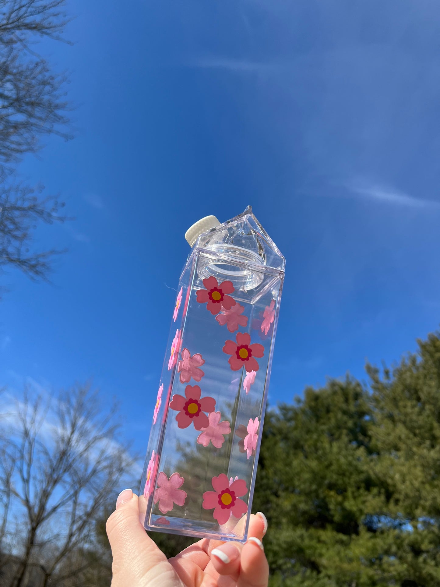 Spring Flower Milk Carton Water Bottle
