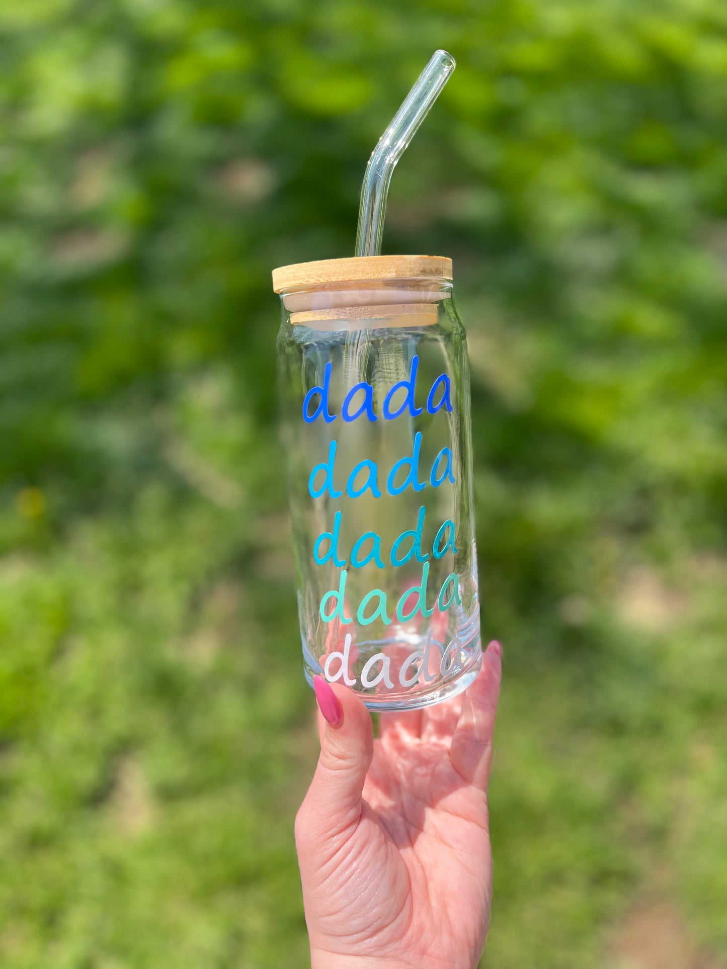 Mama / Dada soda can shaped glass