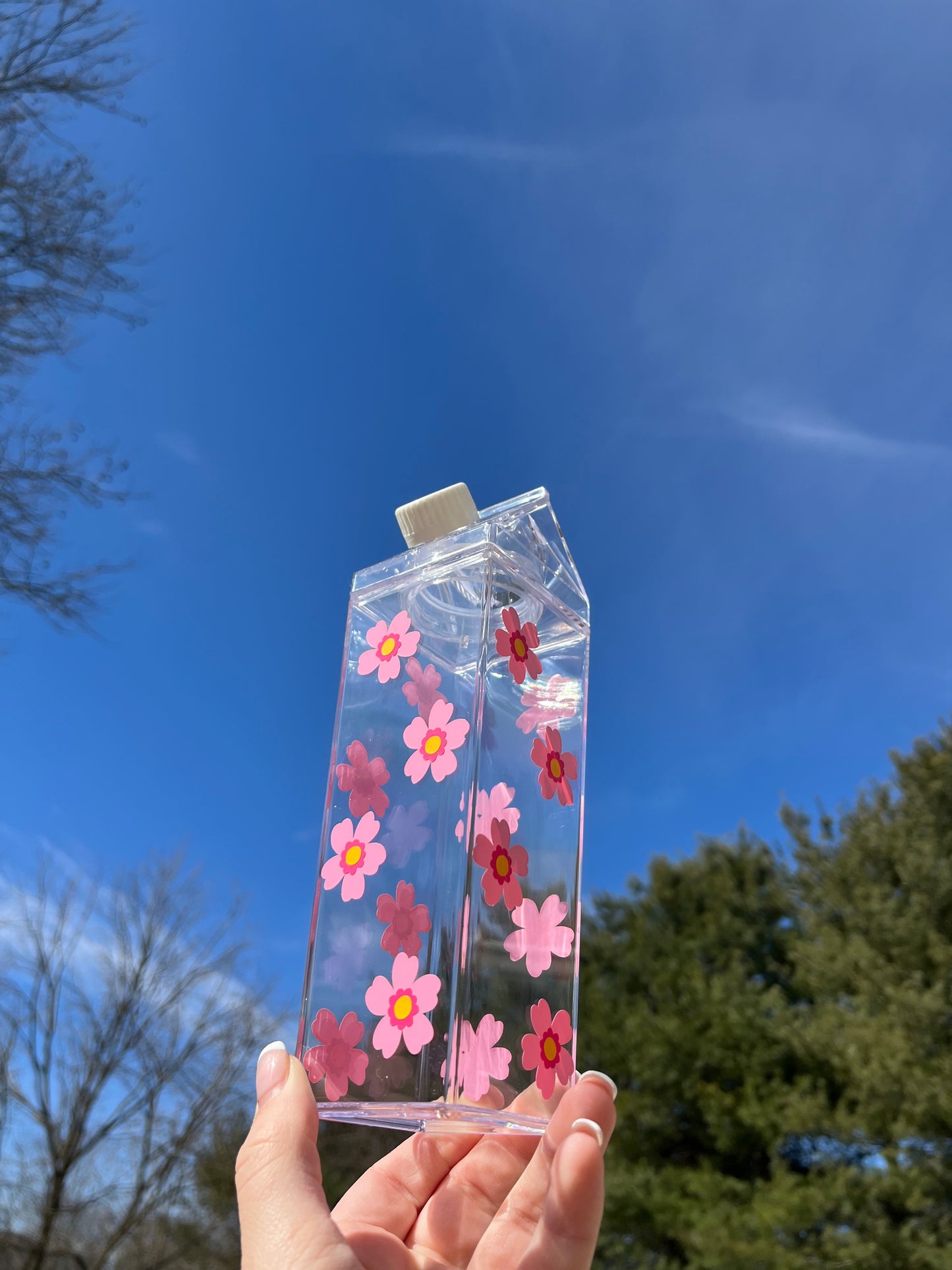 Spring Flower Milk Carton Water Bottle