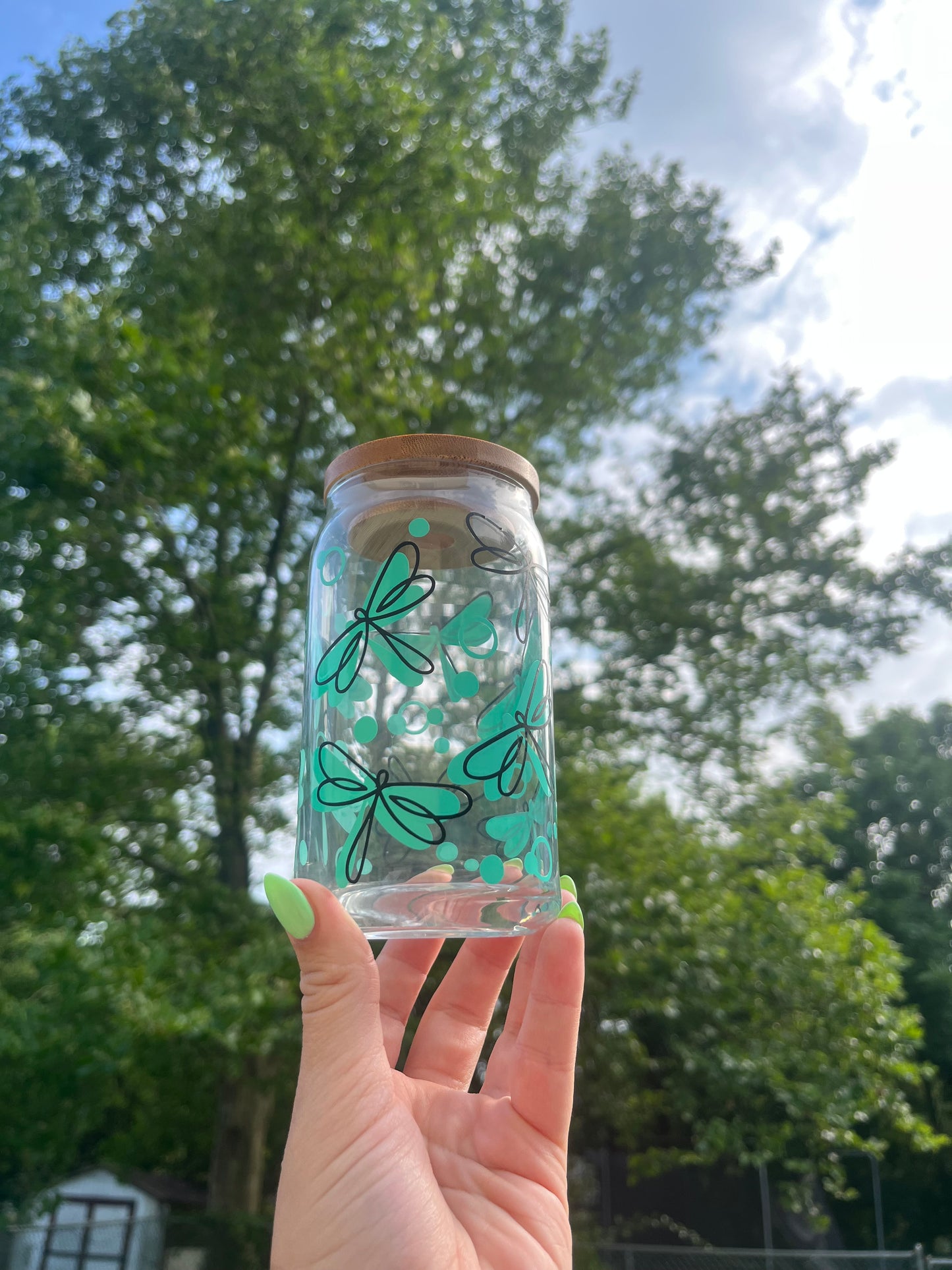 Butterfly or Dragonfly Soda Can Glass