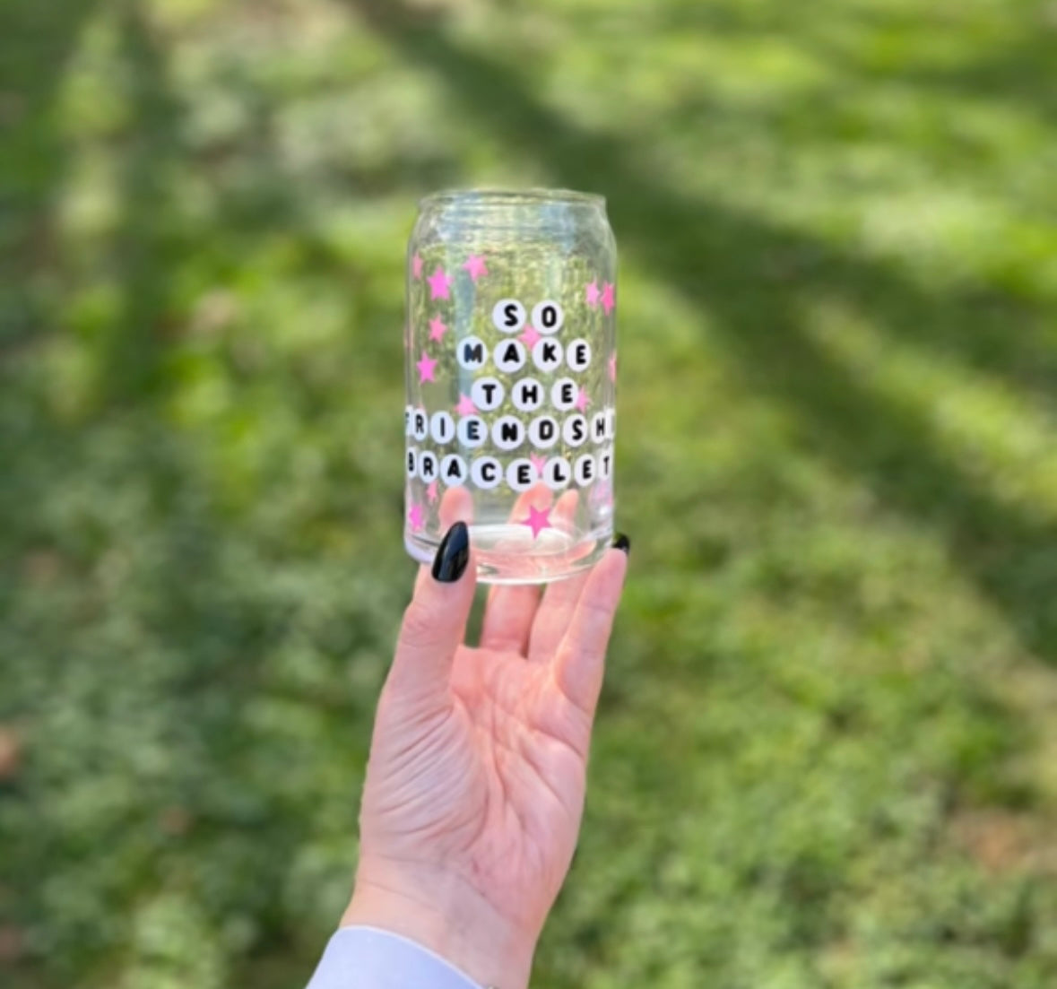 Friendship Bracelet Soda Can Glass