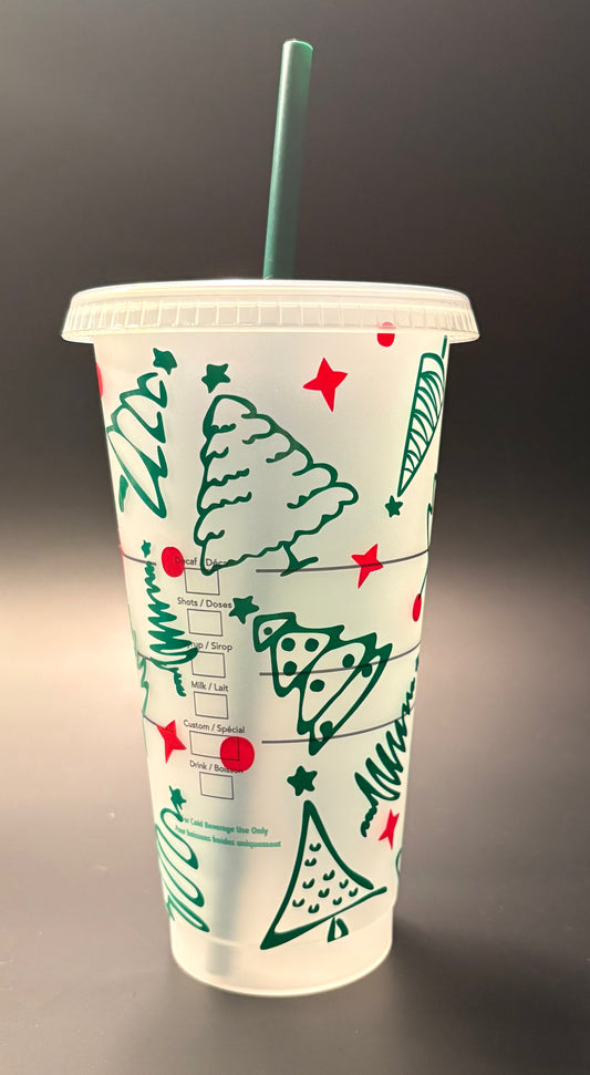 Doodle Christmas Tree Starbucks Cup